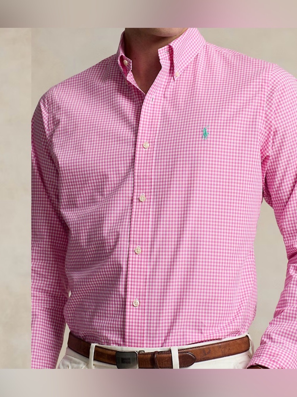 Ralph Lauren PINK GINGHAM Button Down  Shirt Size XL